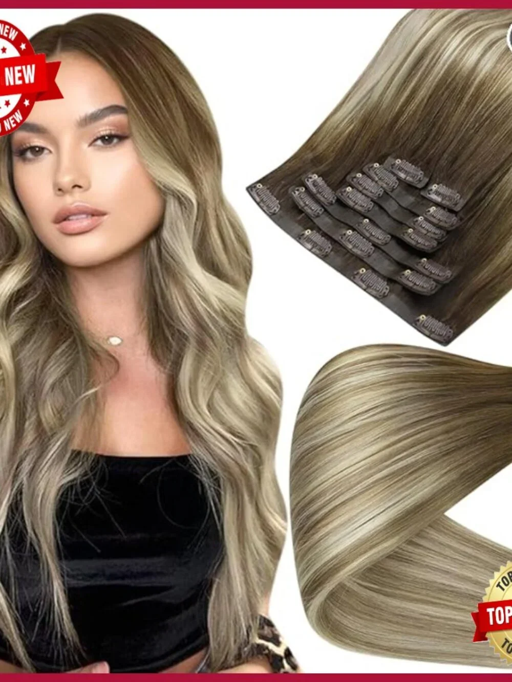 18 Inch Human Hair Clip-In Extensions 120g 8 Piece Set Heat-Style Friendly